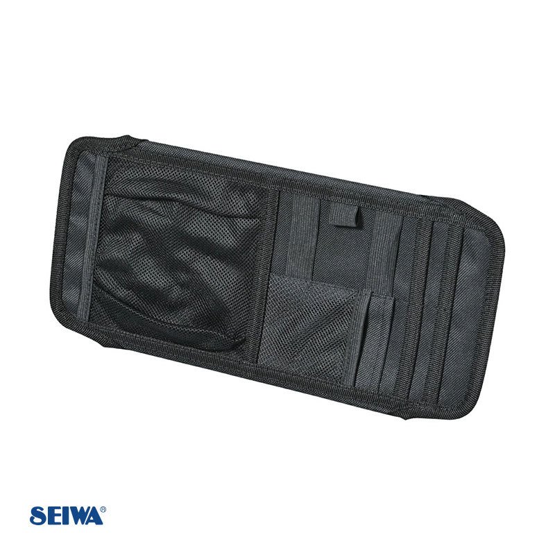 サンバイザーポケットフルサイズ3 車内収納 カード入れ ペン収納 メッシュポケット付 便利 小物収納 セイワ/SEIWA WA105拍卖