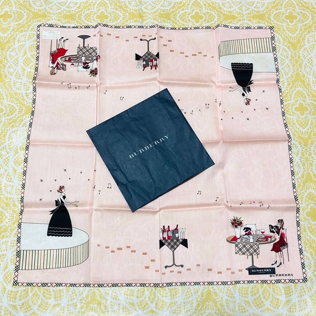 【激レア】新品/BURBERRY/女の子/大判ハンカチ/正規品/綿100%/未使用/即決/匿名発送/バーバリー/ノバチェック/女性/犬/スカーフ/ピンク拍卖