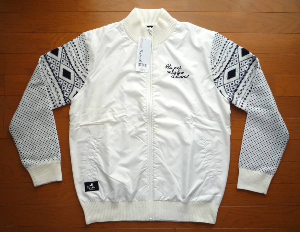 パラディーゾ ニット 切替 ジップ ジャケット ブルゾン メンズ LL ホワイト ゴルフウェア ブリヂストン 拍卖