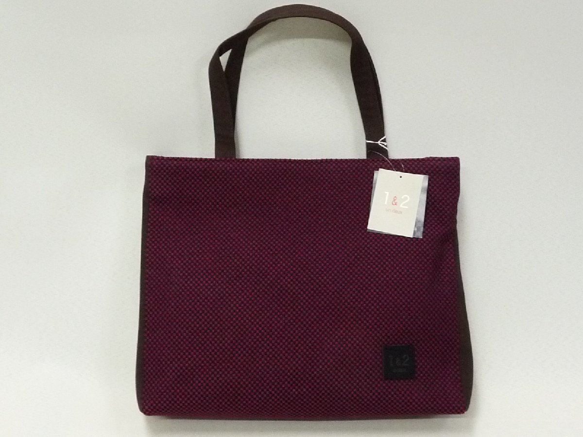 まゆの四季/新品/1&2un deux/三河木綿/刺し子/横型/トートバッグ-エンジ拍卖