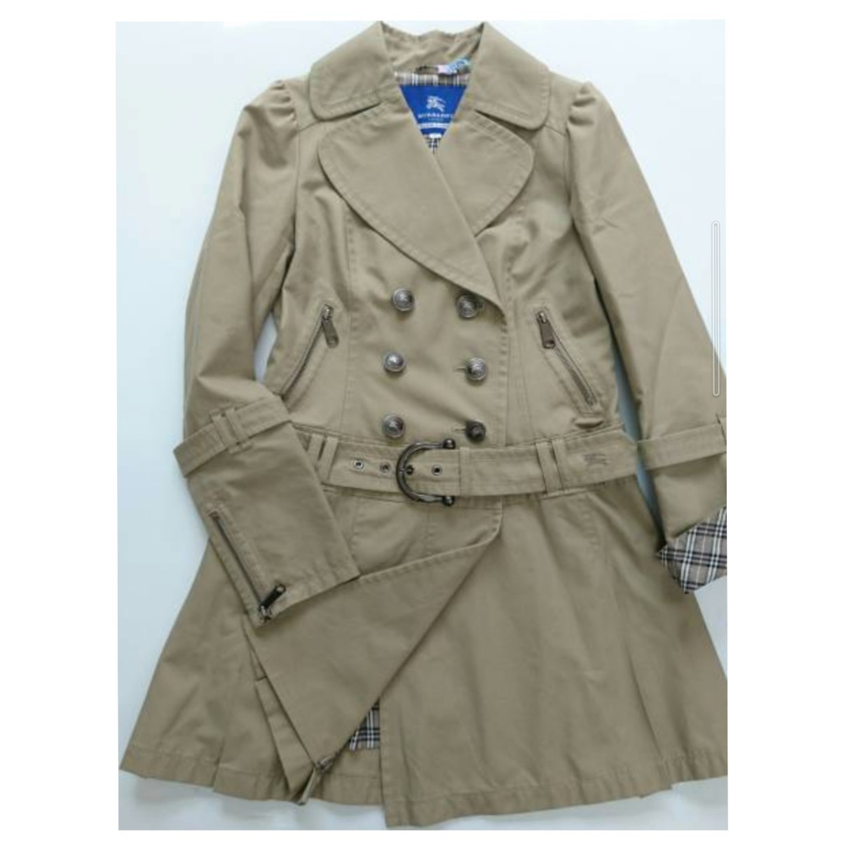 BURBERRY BLUE LABEL バーバリーブルーレーベル プリーツ トレンチコート サイズ38 袖2way クリーニング済み拍卖