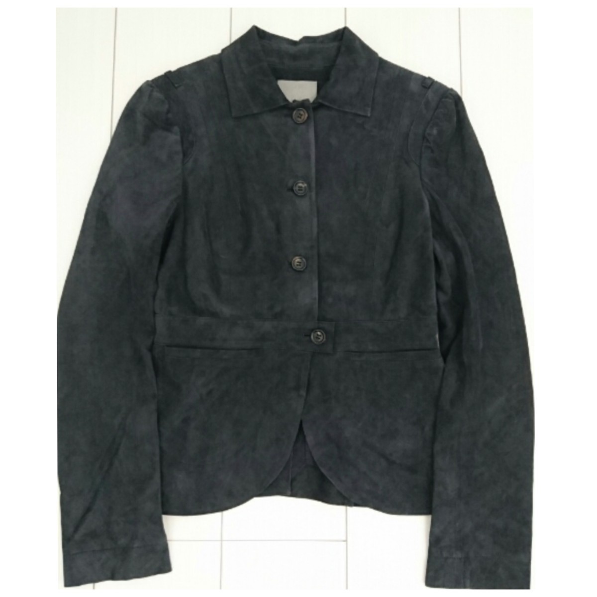 新品15万 theoryluxe セオリーリュクス 羊革レザー 濃紺ジャケット拍卖