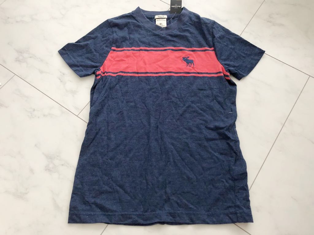 新品 Abercrombie & Fitch アバクロ アバクロンビー&フィッチ キッズ 子供 Tシャツ XL ネイビー 130 140 150 160拍卖