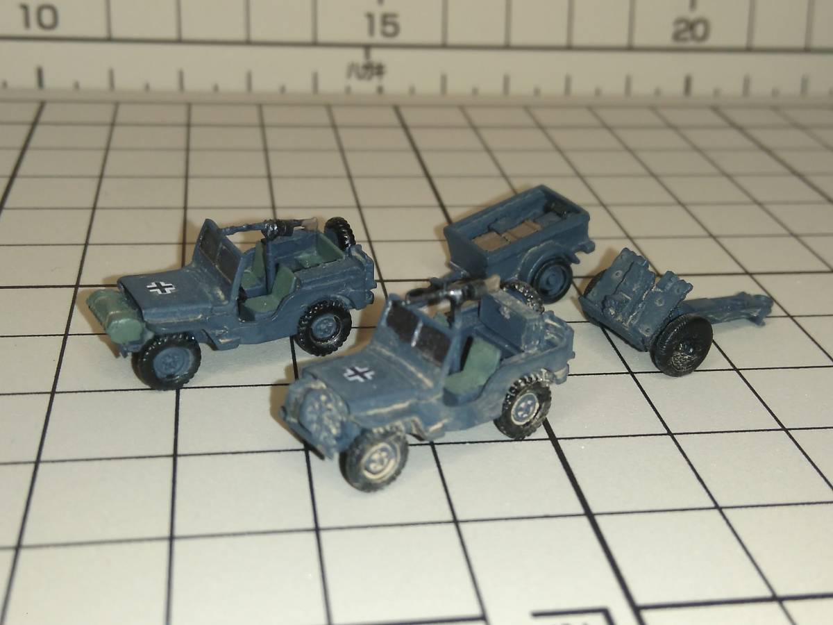 ●完成品1/144 ウィリスジープ,”ドイツ軍の捕獲仕様!”,7.5cm歩兵砲,カーゴトレーラー付き. ドイツ,WW2拍卖