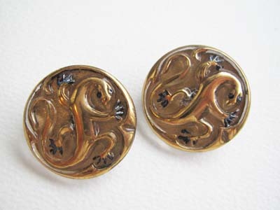 CZグラスボタン リザード ゴールドセット拍卖