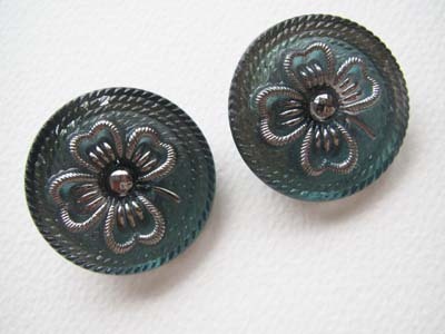 CZグラスボタン四葉のクローバー フォレストグリーンセット拍卖