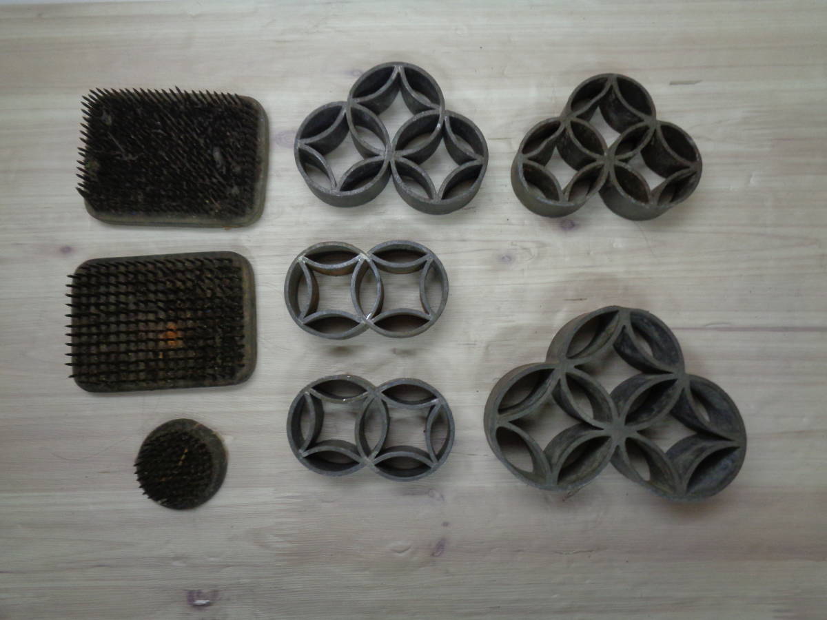 8点セット けんざん 花器 石崎剣山製作所 七宝 ストレート型 三つ輪 つづみ型 二つ輪 生花拍卖