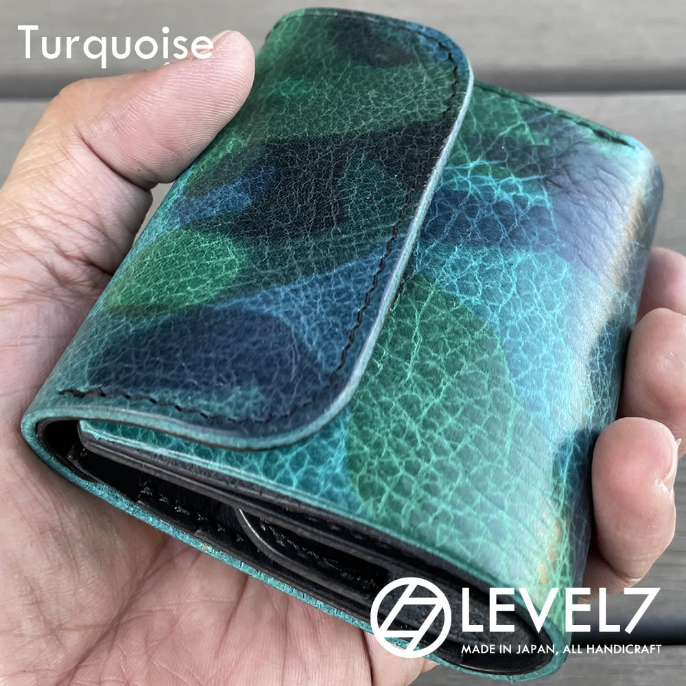 日本製 ハンドメイド イタリアンレザー/カモフラージュ 迷彩染色のコンパクトウォレット/ミニウォレット 日本製 CW001CAMOBK-DE LEVEL7拍卖