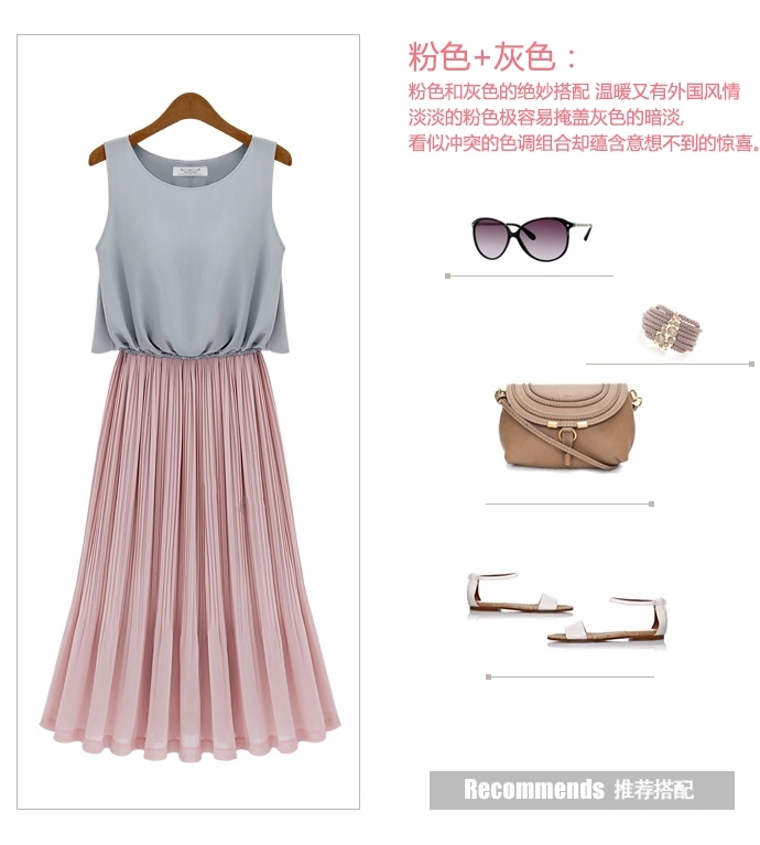 ★ 華やかな雰囲気を演出してくれるシンプルなスリーブレスデザインのお嬢様スタイルのロングワンピース〆XL拍卖