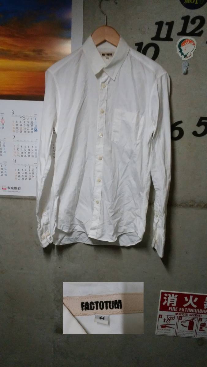 FACTOTUM 長袖シャツ M ホワイト ファクトタム タグ記名あり拍卖