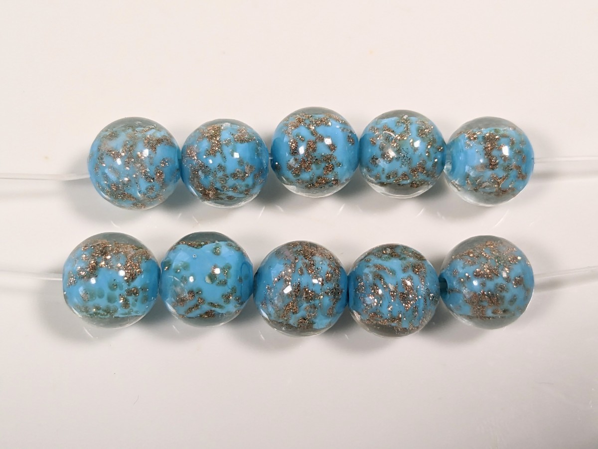 アクセサリーパーツ 丸玉 ガラスビーズ 水色拍卖