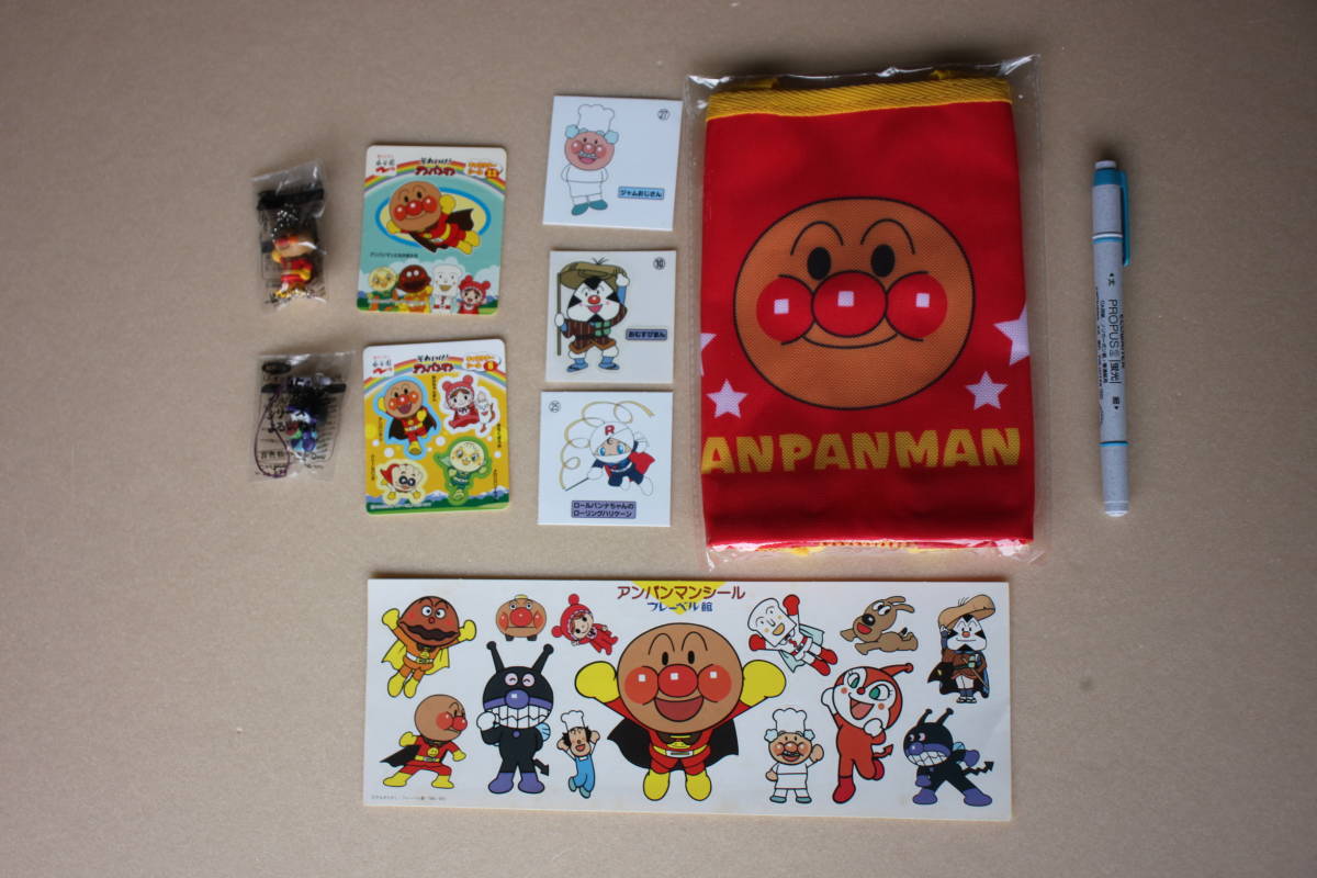 17■ストラップ【アンパンマン&バイキンマン】/スパバッグ【アンパンマン】/シール■《ムヒ》《アサヒ飲料》-ストラップ1個追加拍卖