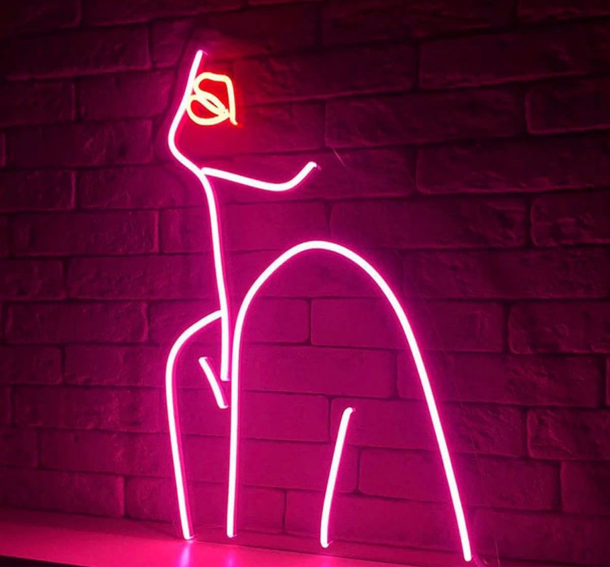 オーダーメイド LEDネオンライト 女性シルエット ピンク アート看板 オリジナル拍卖