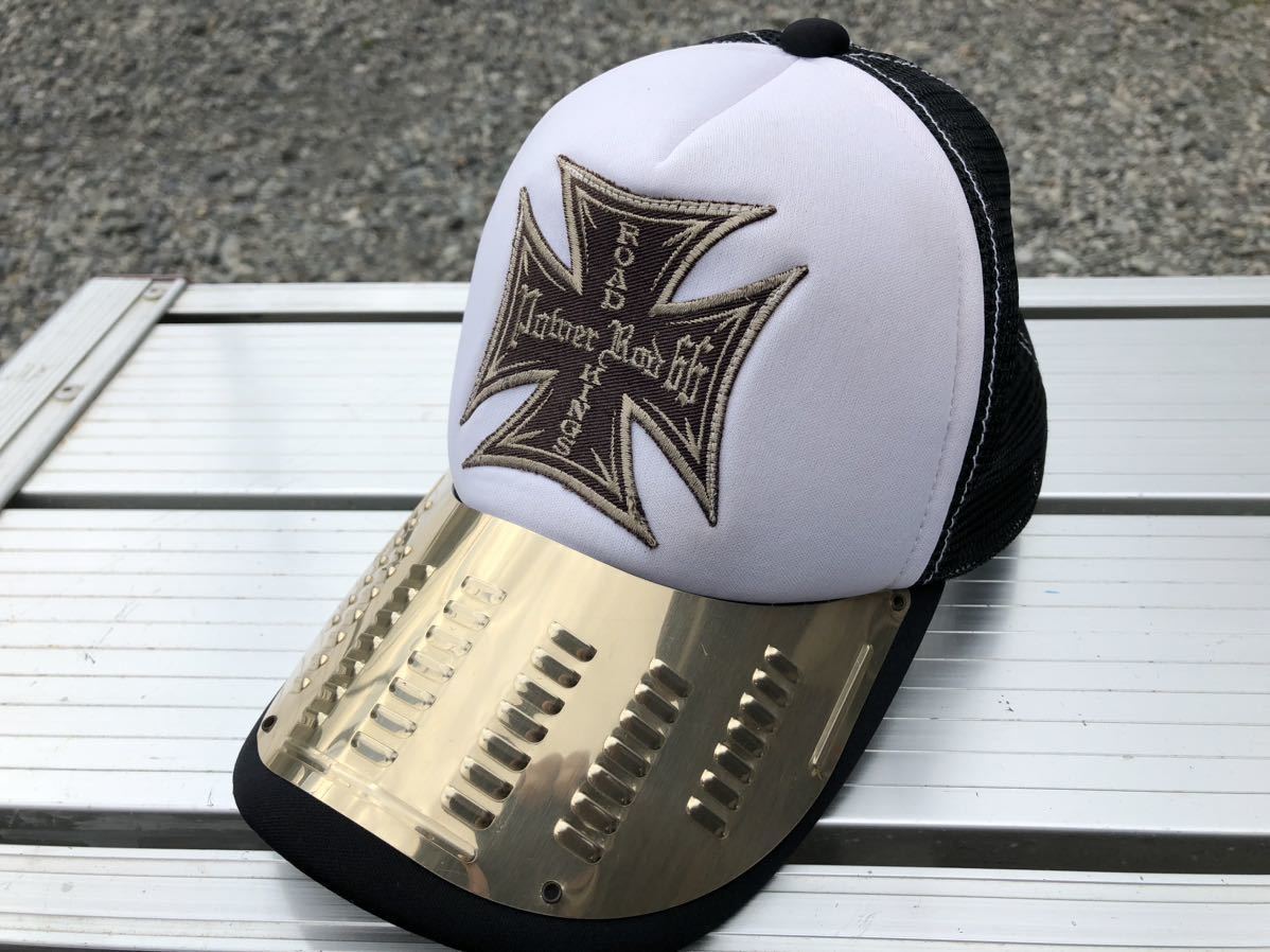 激レア 希少品 かっこいい 帽子 ① ダクト調 つばキラキラ メタル ナイロンメッシュ キャップ ホットロッド車 旧車 アメ車 最適 送料無料!拍卖