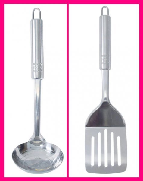 【選べる:2点:お玉 と ターナー (フライ返し):送料無料】★ステンレス製:2個:お玉(便利な目盛付)★良質 丈夫 衛生的:キッチン 調理器具拍卖
