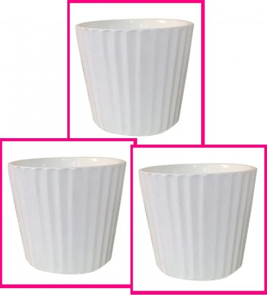 【可愛い 植木鉢:3個】★ストライプ模様でモダン:4号:径12 x 高さ10cm★深型 鉢 丸鉢:観葉植物:園芸:ガーデニング:花:プランター拍卖
