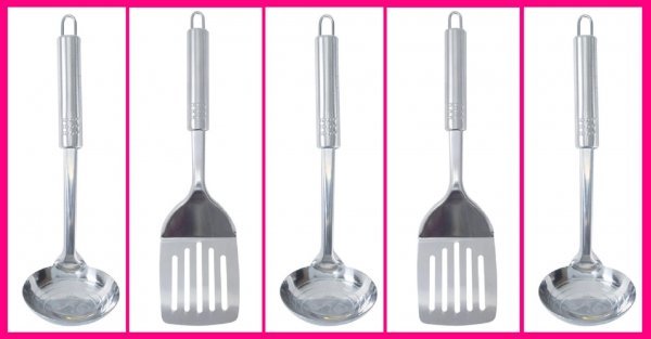 【送料無料:選べる:5点:お玉 と ターナー (フライ返し)】★ステンレス製:2個:お玉(便利な目盛付)★良質 丈夫 衛生的:キッチン 調理器具拍卖