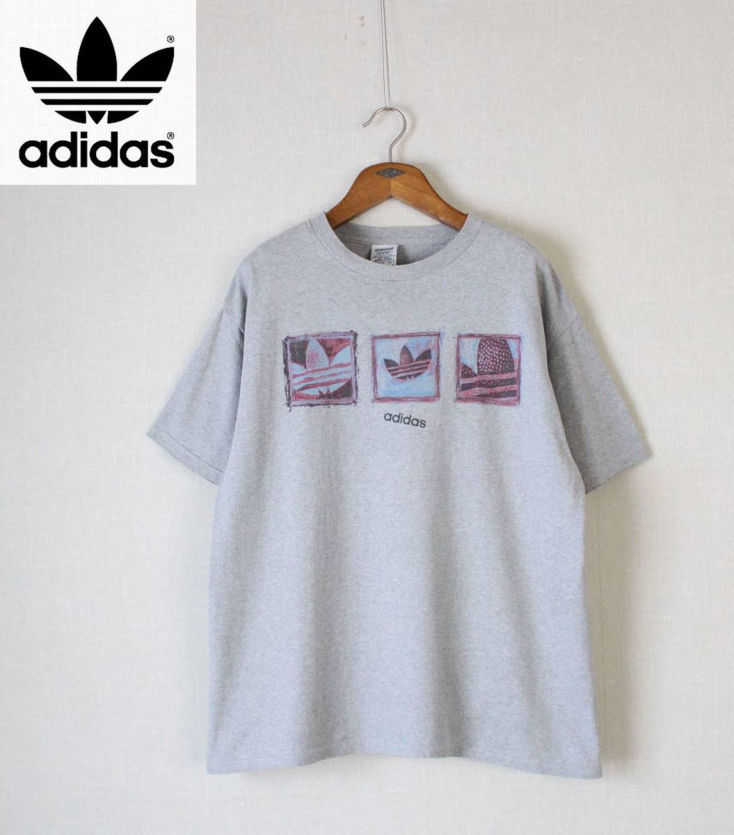 オールド【 adidas アディダス 】半袖 Tシャツ サイズL 1995年 アメリカ製 USA トレフォイル コットン オーバーサイズ ヴィンテージ 古着拍卖