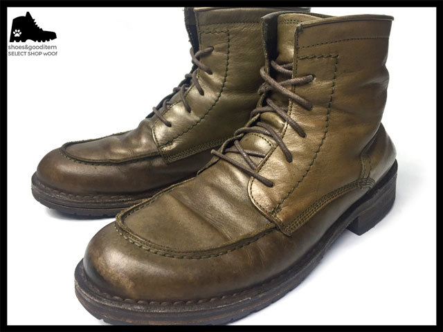 即決★nano universe★イタリア製 25cm位 レザーワークブーツ ナノユニバース MOS メンズ 40 ブラウン 本革 レースアップ 革靴 モックトゥ拍卖