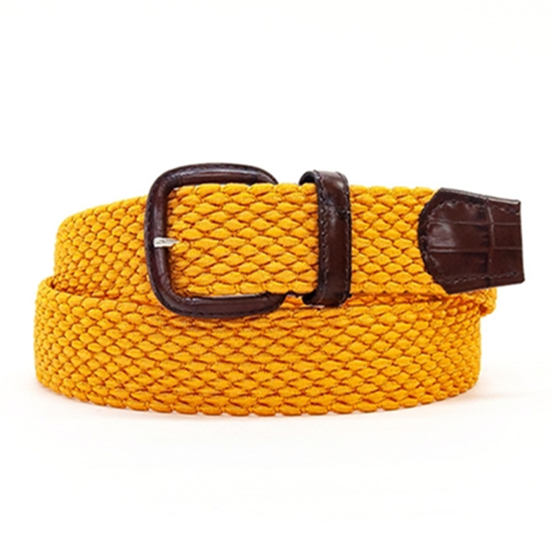 ベルト 日本製 メンズ イエロー ゴムメッシュ85cm伸縮 牛革 守屋 nostroatout ノストロアトゥー NA-6060121YE拍卖