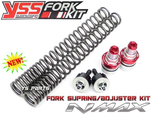 正規品フロントフォークスプリング+フォークプリロードアジャスターKIT NMAX125/NMAX150/NMAX155イニシャルアジャスター/カートリッジ式拍卖