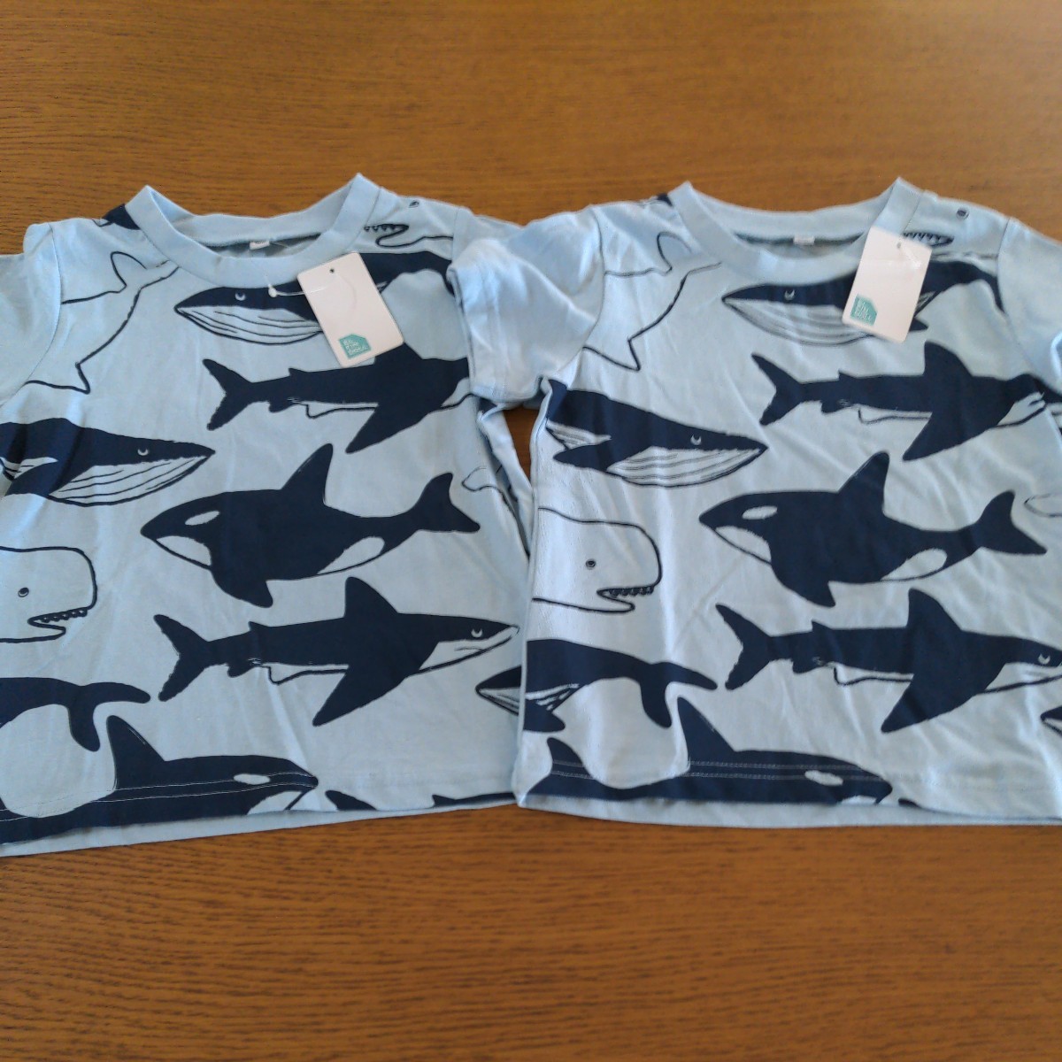 ☆新品☆ELFINDOLL☆半袖Tシャツ 2点セット☆100cm☆水色・サメ柄☆男の子用☆No.666拍卖