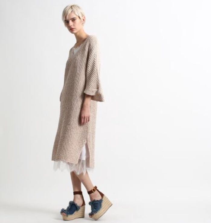 値下げ アクアガール aquagirl レースキャミワンピース ワンピース ニット 即決 36 M L リゾート 旅行拍卖