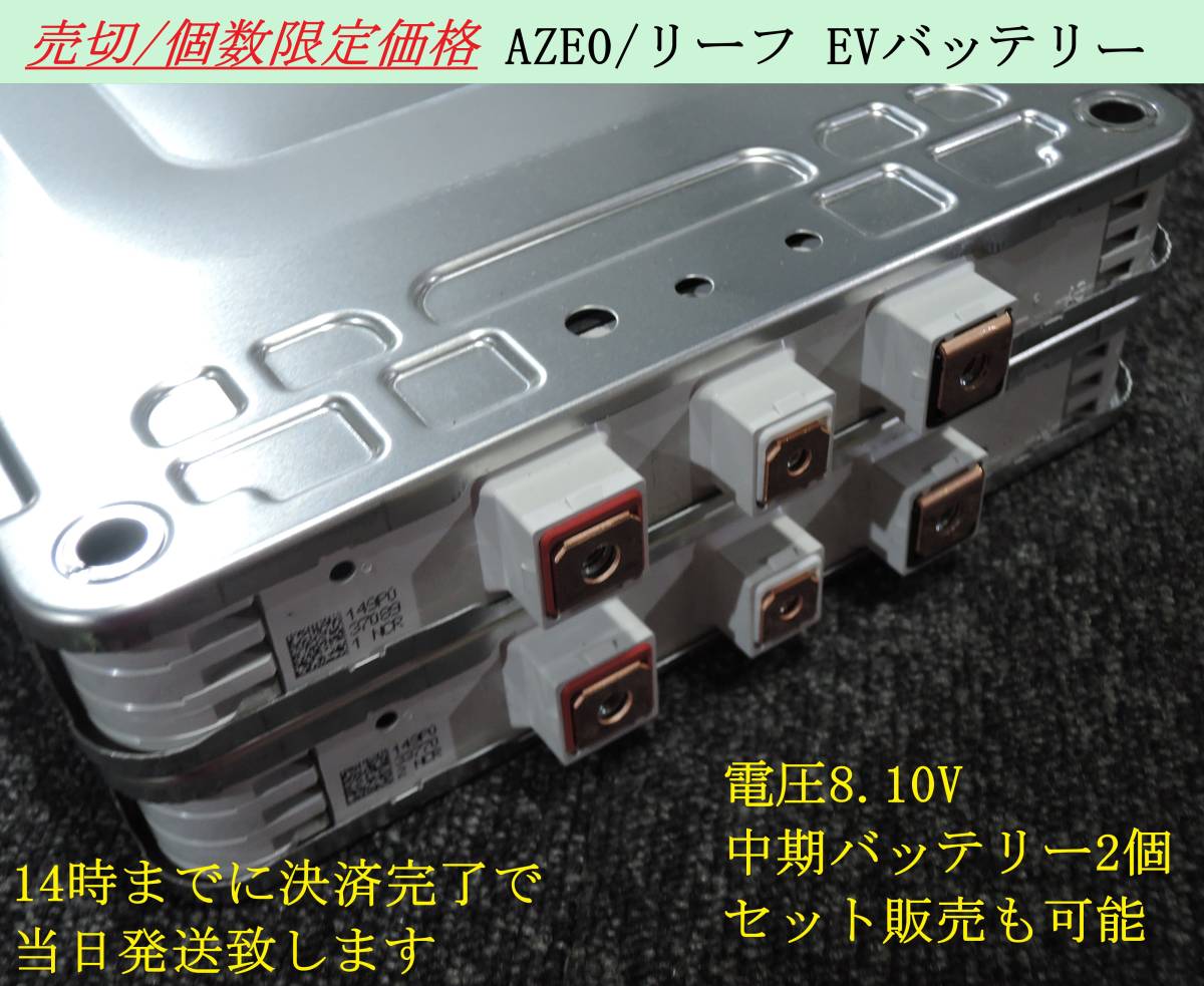 即納 売切/個数限定 AZE0 リーフ 中期 リチウムイオンバッテリー 【2個セット】 端子用ボルト・ビス付属可能 EVバッテリー オフグリッド ③拍卖