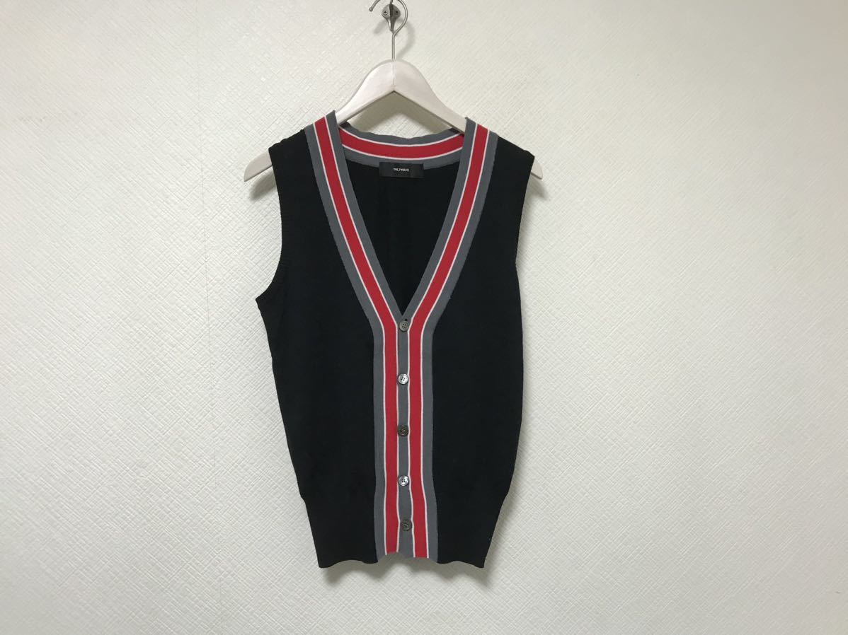 本物ザトゥエルヴTHE TWELVEコットンニットジレベストカーディガンスーツビジネススーツアメカジサーフメンズ黒ブラック46M日本製拍卖