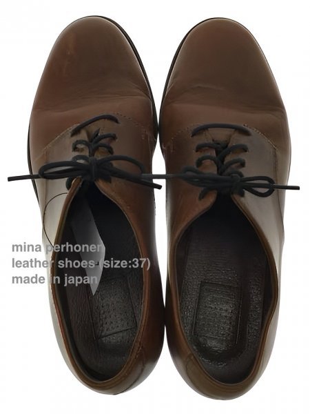 TK 希少 『素敵なメンズライクデザイン◎』 ミナペルホネン mina perhonen レザーシューズ 革靴 短靴拍卖