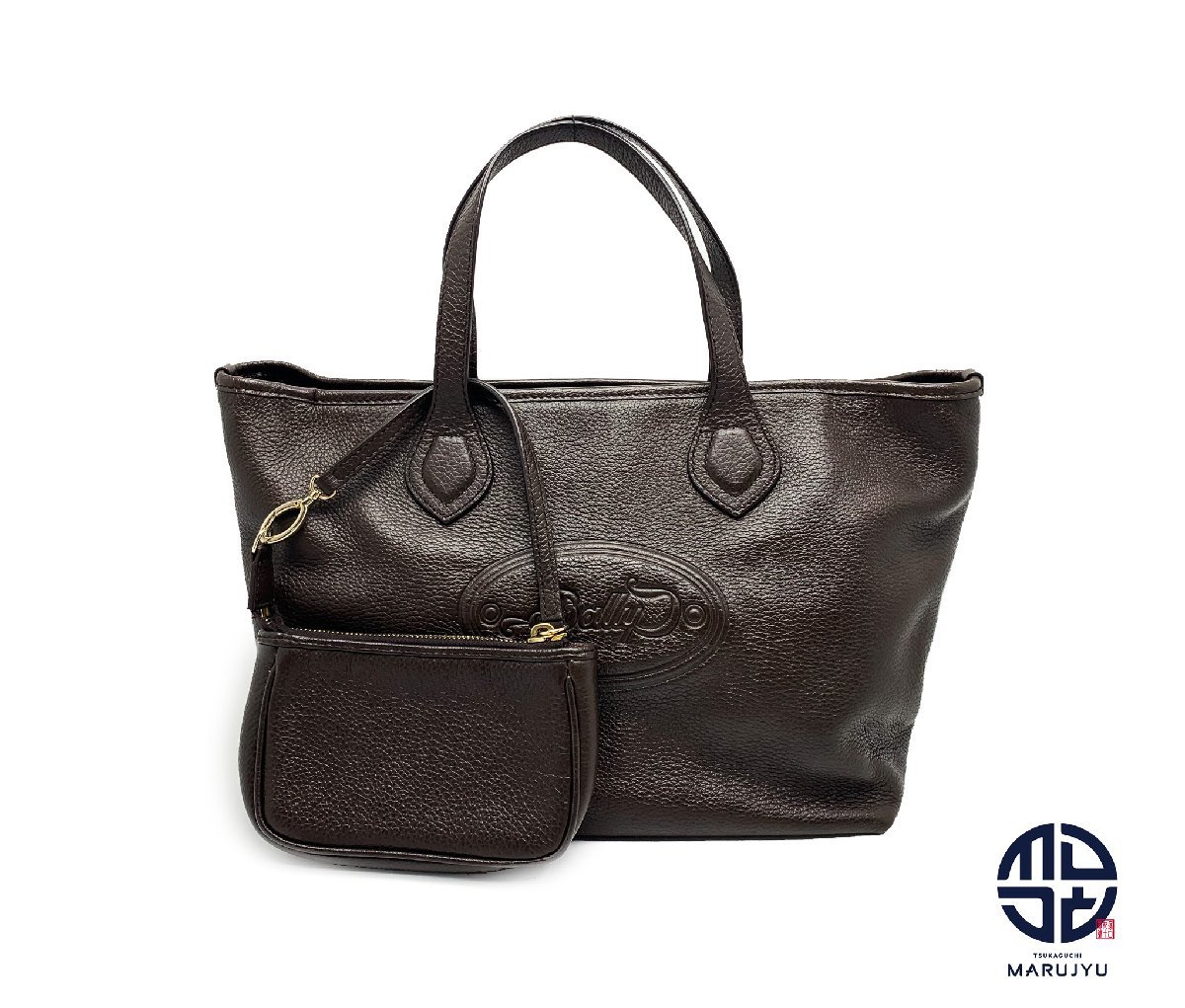 BALLY バリー ブラウン 茶 レザー トートバック ポーチ付き拍卖