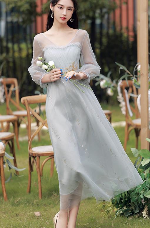 レディース オシャレ ドレス ワンピース レース ロング丈 長袖 vネック フォーマル 結婚式 パーティー 演出服 x266拍卖