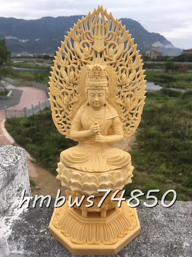 極上品 真言密教 大日如来坐像 精密細工 ヒノキ檜木 自然木 仏像 職人 手作り 置物 彫刻 美術品 東洋彫刻 高さ28cm拍卖