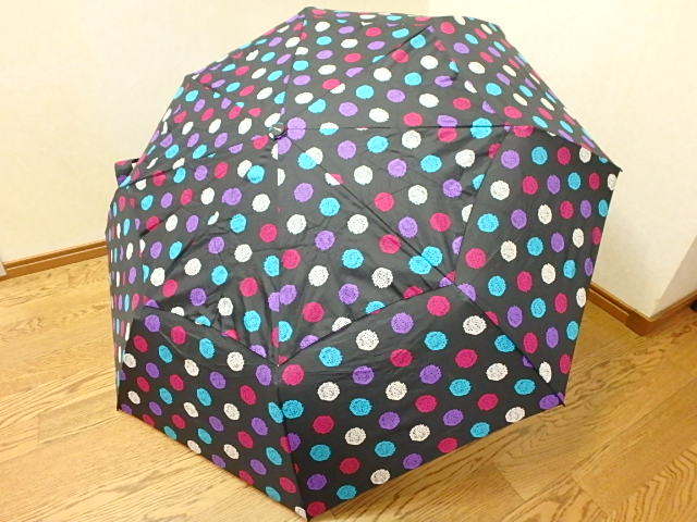60s305k 折りたたみ傘 shed Rain 水玉 ワンタッチ傘 雨傘 レディース 女性用 雨具 中古(北海道・沖縄・離島は発送不可)拍卖