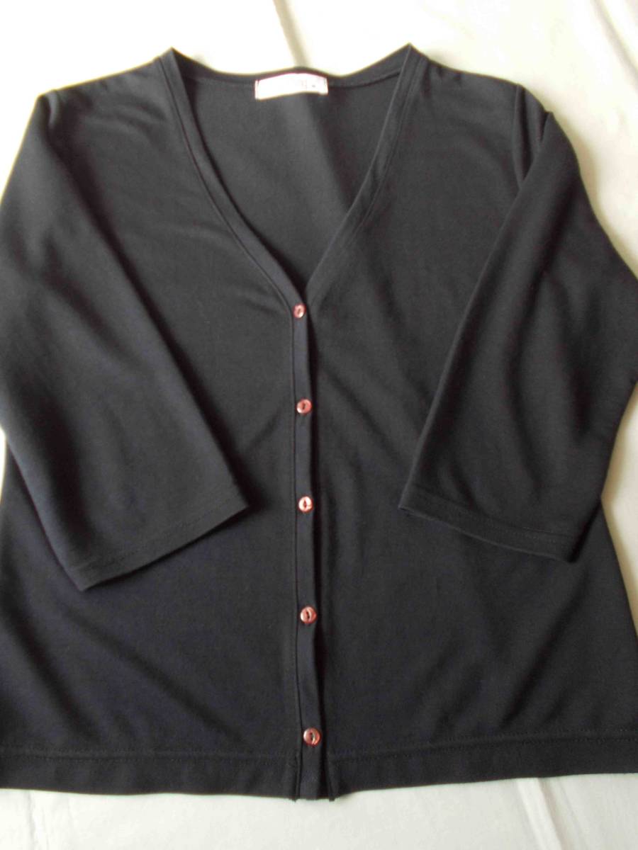 Clothing クロッシング レディース カットソー 前開き Vネック トップス 7分袖 黒 薄手拍卖