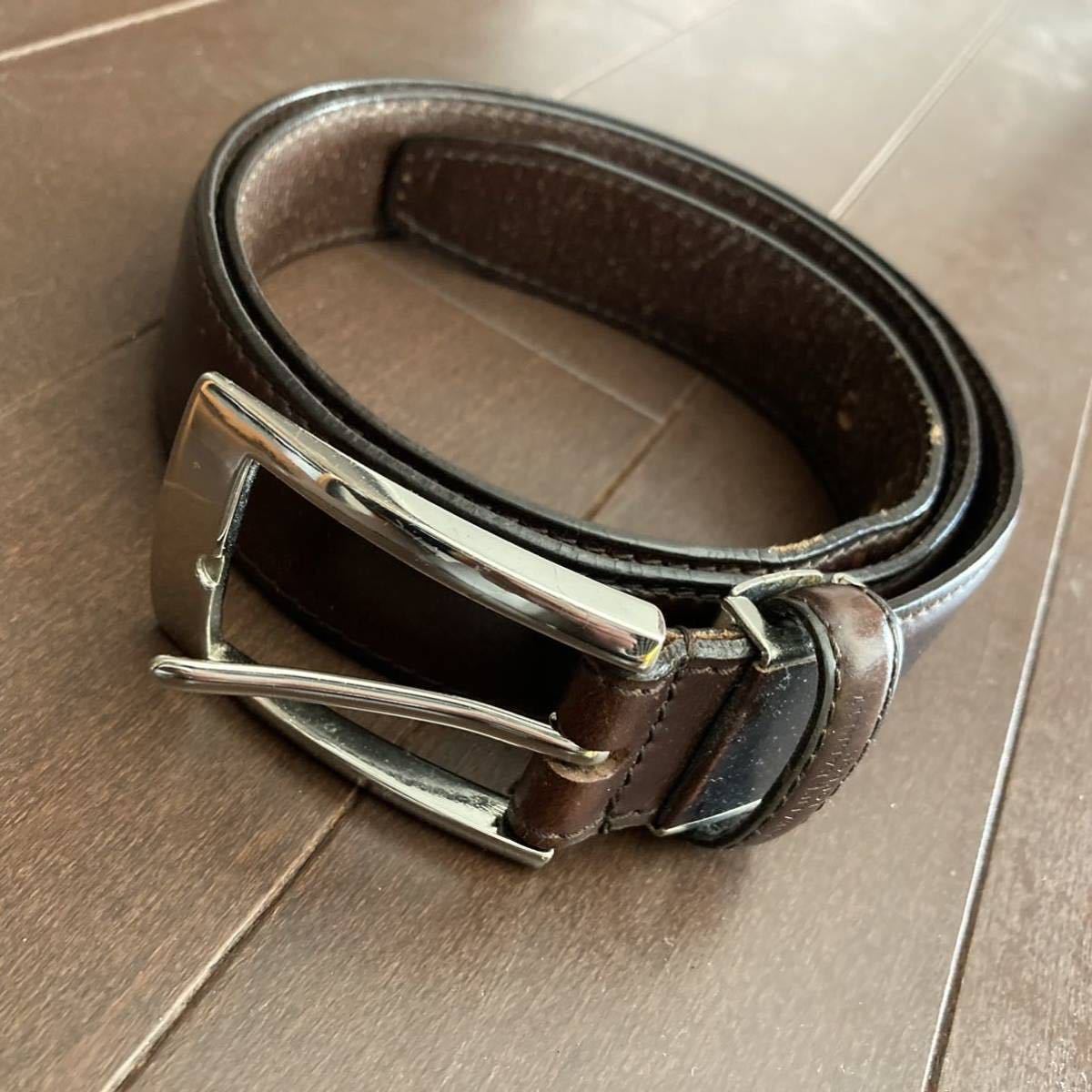 英国 KATHERINE HAMNETT キャサリン ハムネット メンズ レザーベルト ブラウン ジャンク品 送料無料拍卖