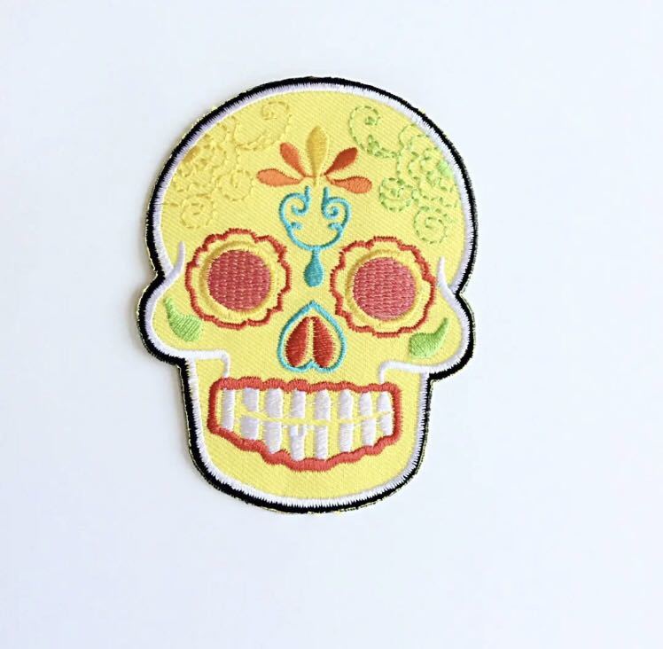 ★送料無料★新品 ワッペン アイロンワッペン パッチ リメイク 刺繍ワッペン スカル シュガースカル メキシカンスカル ガイコツ拍卖