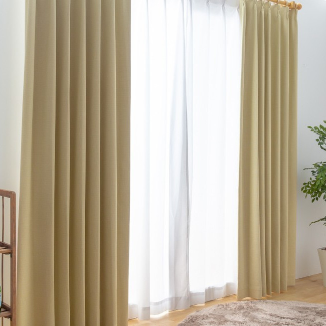 カーテン 幅150cm×丈245cm2枚 サンドベージュ 完全遮光 遮光1級 省エネ 遮音 遮熱 断熱 保温 日本製 形状記憶加工付 246サイズ展開拍卖