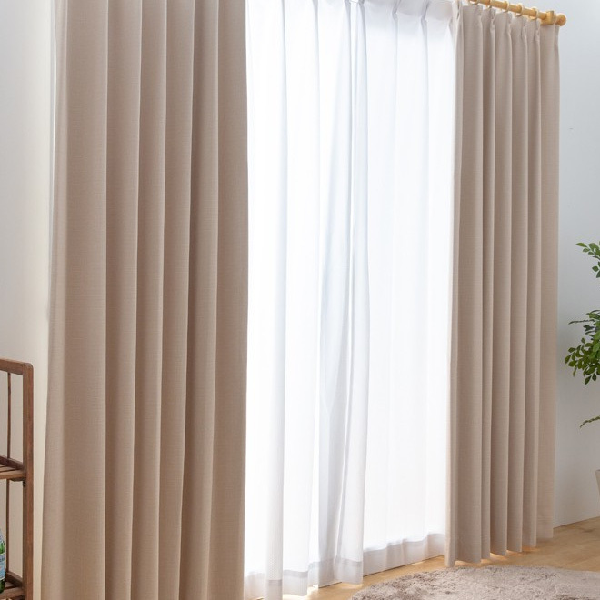 カーテン 幅300cm×丈230cm1枚 ベージュ 完全遮光 遮光1級 省エネ 遮音 遮熱 断熱 保温 日本製 形状記憶加工付 246サイズ展開拍卖