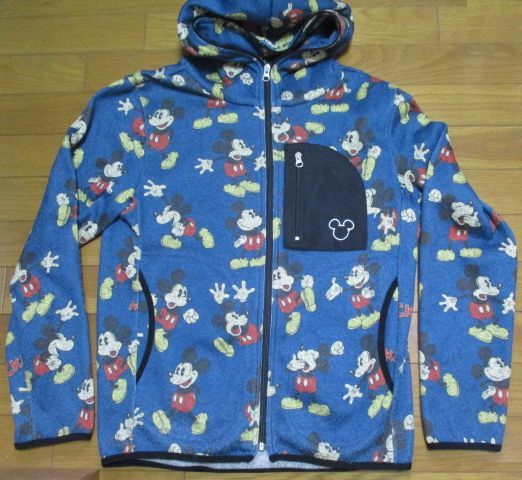 Go slow caravan ミッキーマウス コラボ パーカー ジャケット サイズ3 総柄 Disney 正規品 オールドデザイン レトロ 毛羽立ち有拍卖