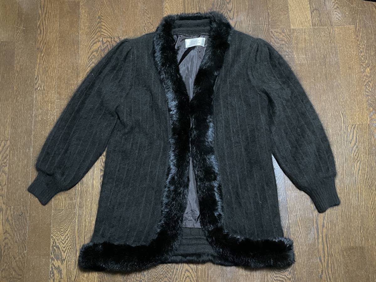 高級品 RECUERDO CLUB レクエルドクラブ アンゴラ70%混 コート ミンクファー ラビットファー カーディガン 羽織 ハーフコート ガウンコート拍卖