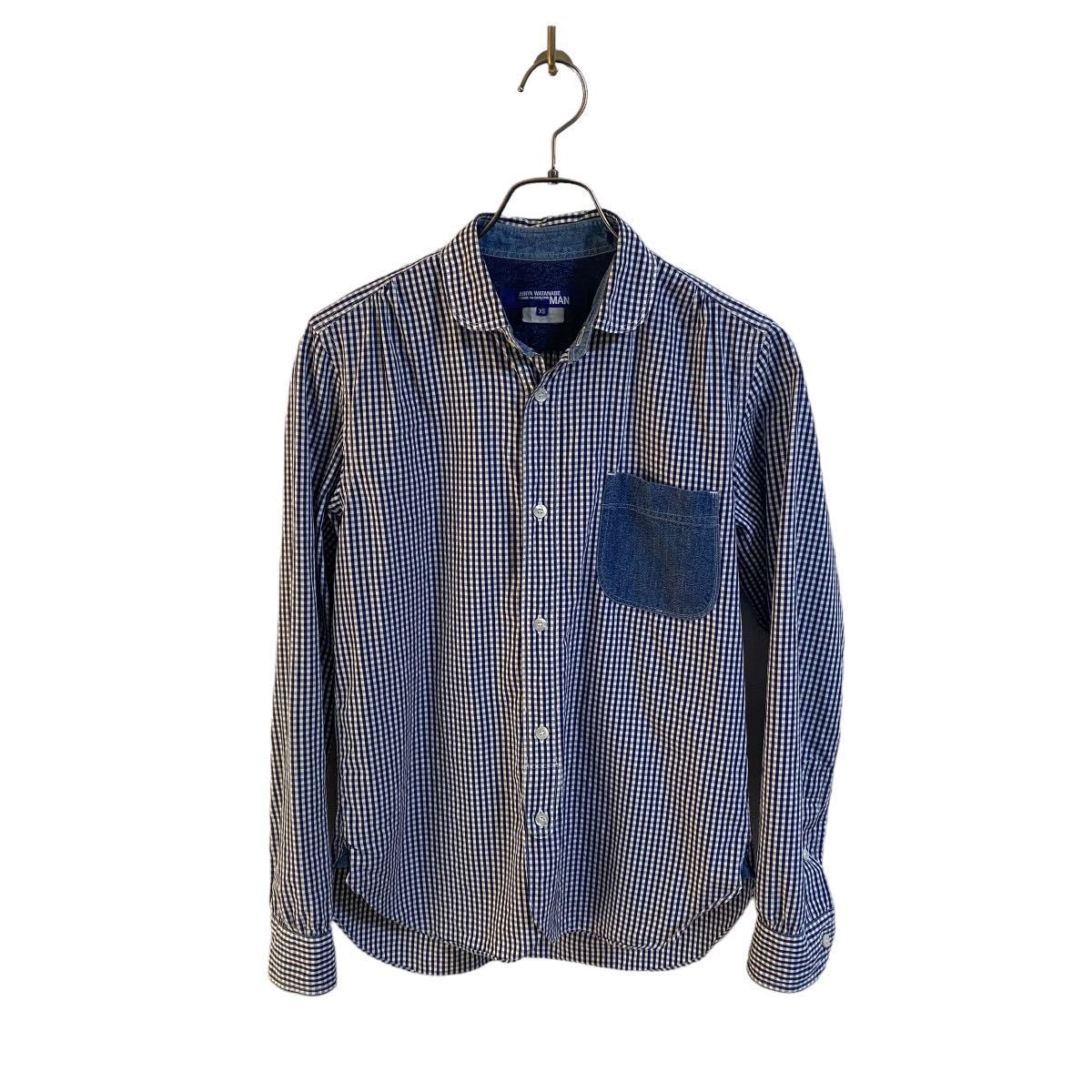 【JUNYA WATANABE COMME des GARCON ジュンヤワタナベ コムデギャルソン 長袖シャツ XS ブロックチェック デニム 切替 ブルー SHIRT】拍卖