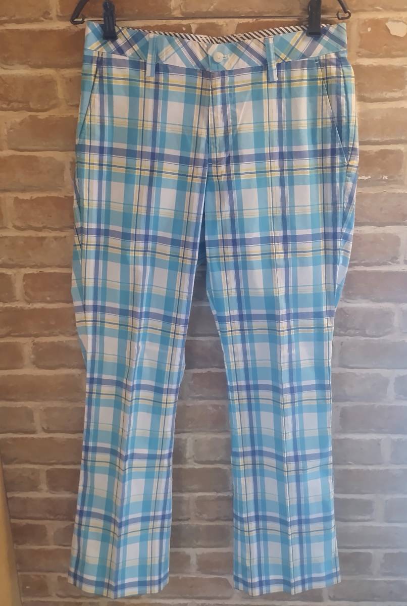 美品! キャロウェイ Callaway サイズM 水色/イエロー×格子柄 春夏向き拍卖