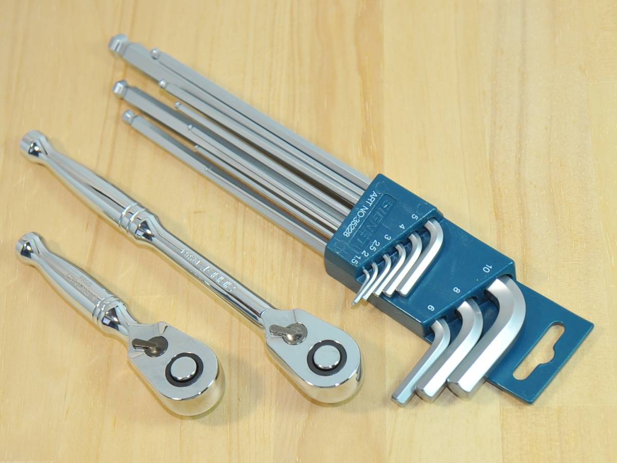 ★SIGNET 9.5sq ラチェットハンドル 2個 ボールポイント六角レンチ■3/8 シグネット 六角棒レンチ拍卖