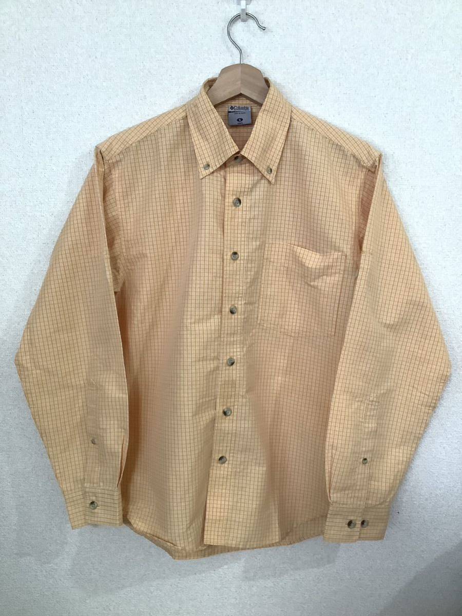 COLUNBIA TITANIUM コロンビア チタニュウム チェック柄 ボタンダウンシャツ オレンジ アウトドア キャンプ 古着拍卖