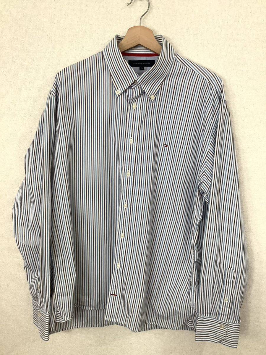 TOMMYHILFIGER トミーヒルフィガー ボタンダウンシャツ ストライプ 長袖シャツ セレクト ストリート 古着 メンズ拍卖