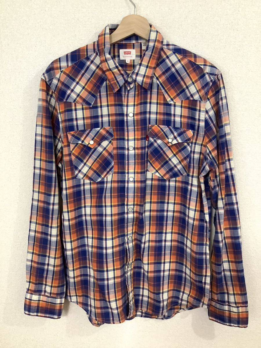 levi's リーバイス チェック柄長袖シャツ ウエスタンシャツ アメカジ ビンテージ メンズ レッド ブルー 古着拍卖