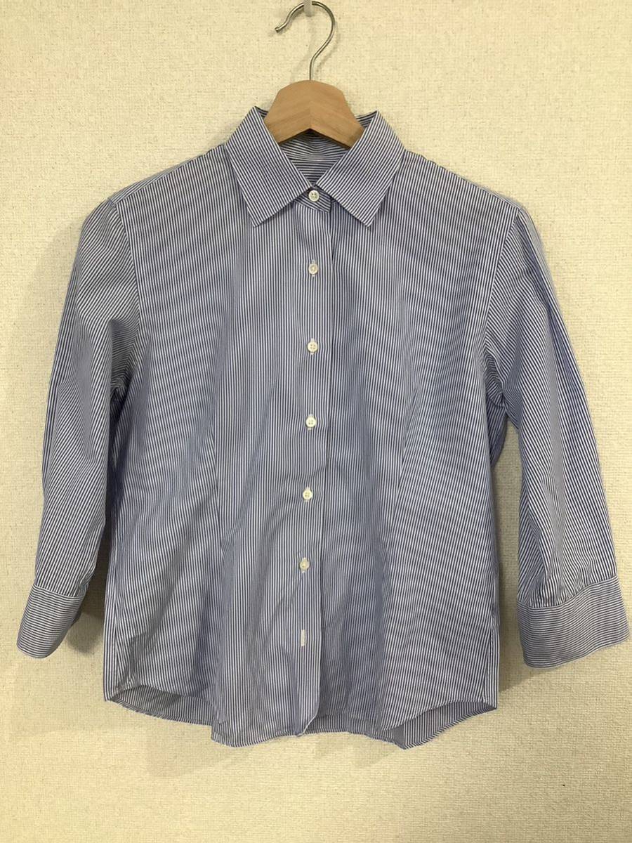 MAKER'S SHIRT 鎌倉 七分丈シャツ ストライプ セレクト テーラー レディース 古着 ブルー拍卖