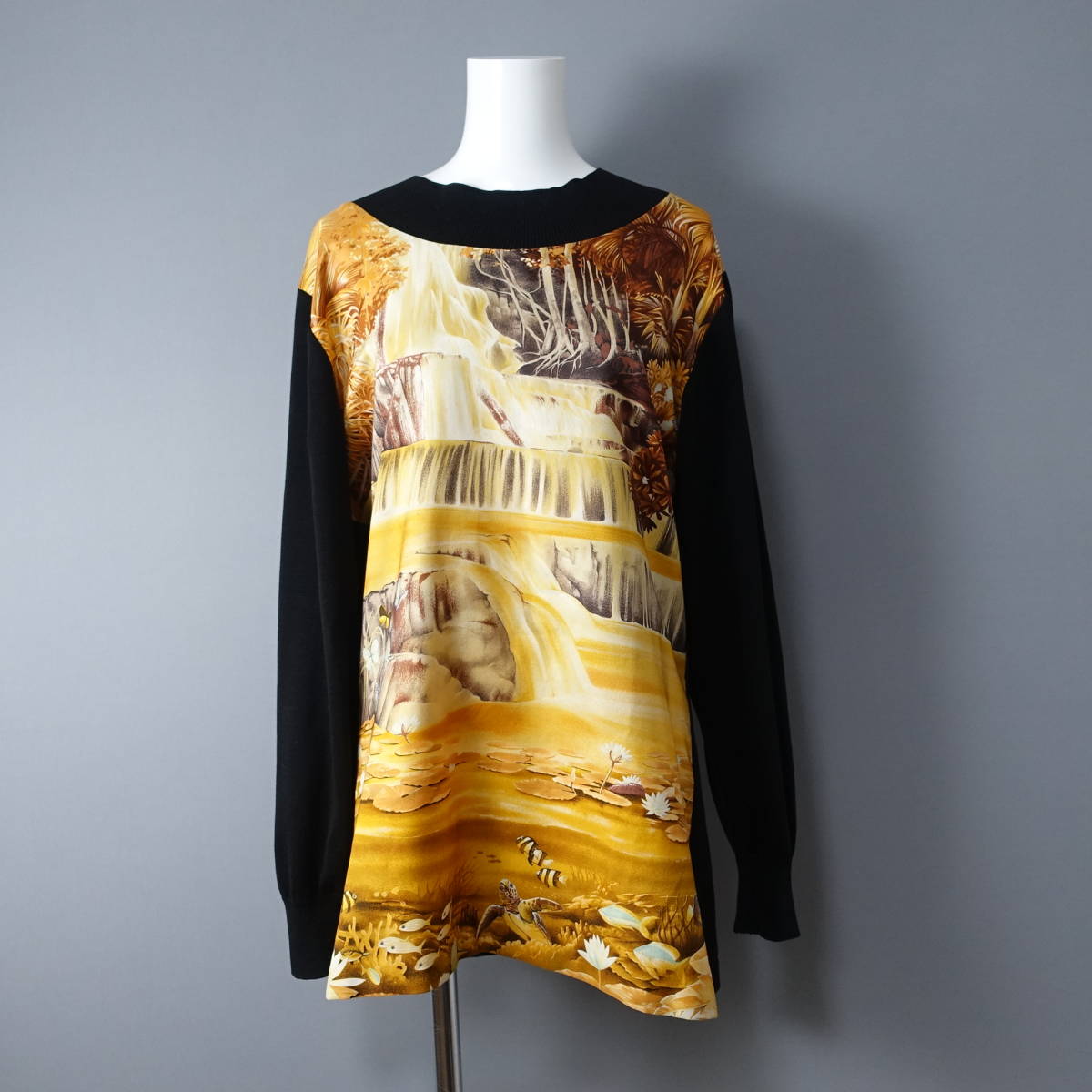 SPADACINI/M/イタリア製/シルク100%/切り替え/長袖カットソー/ブラック/黒/長袖/レディース拍卖