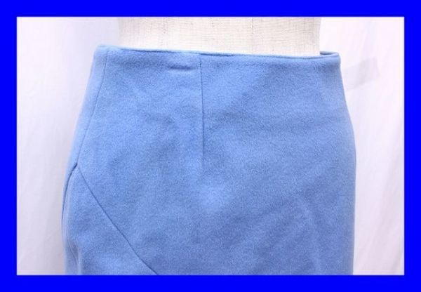 ●美品 インタープラネット INTERPLANET タイトスカート ペンシル ミモレ丈 02 M 毛 ウール 水色 服 F4210拍卖